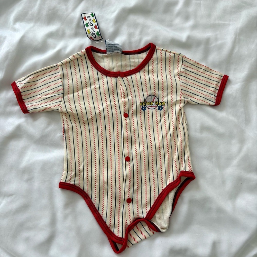 Vintage baseball onesie boys 18months deadstock new with tags Mon Petit 80s